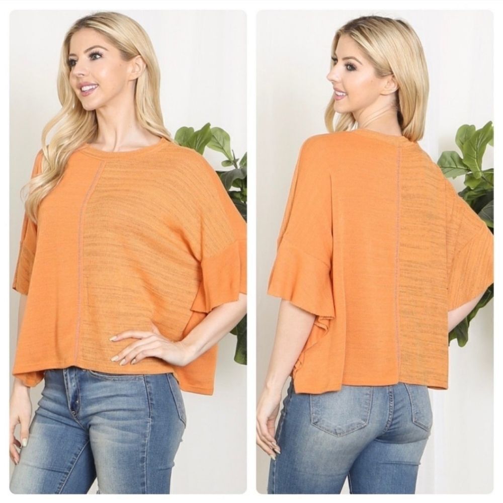 ♡♡♡ Ces Femme Orange Women's Top